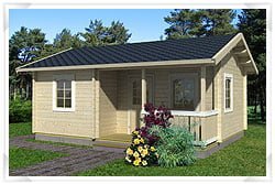 An assembled modern log cabin DIY kit