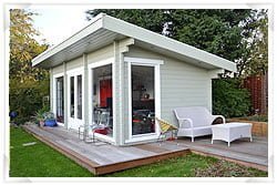 Summer house with timber decking foundations