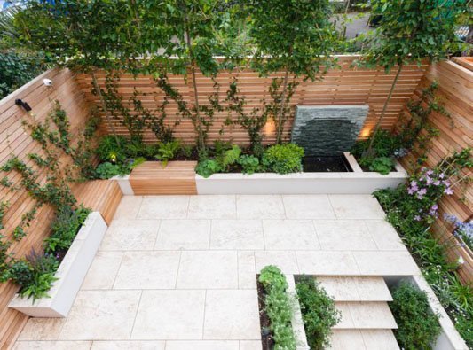 Seating design for a square garden