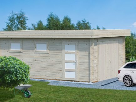 Rasmus (19.0 sqm) modern flat roof timber single garage