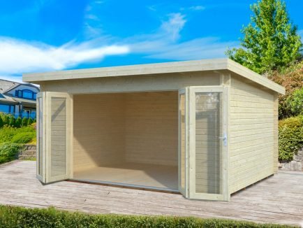 Lea (14.2 sqm) spacious pent garden room with bi-fold doors